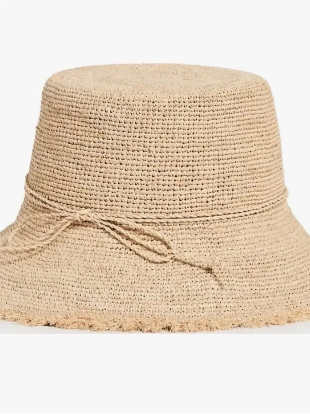 Hat Attack Natural Straw Bucket Hat with Tie
